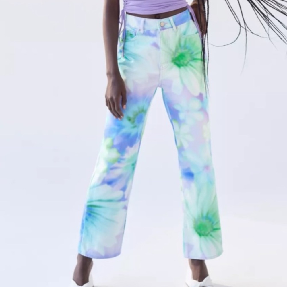 NEW UO BDG tie dye high rise cowboy jeans flower power hippie